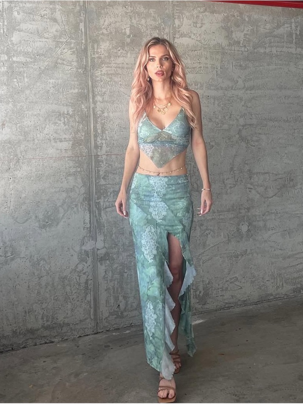 Tiger Mist Sage Green Skirt Set